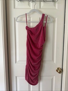 superdown One-Shoulder pink sparkly dress